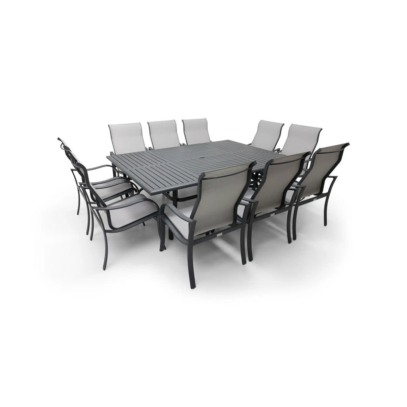 Coastline 11 Piece Graphite Dining Group W/ 60"x84" Rect. Table - The Great Escape