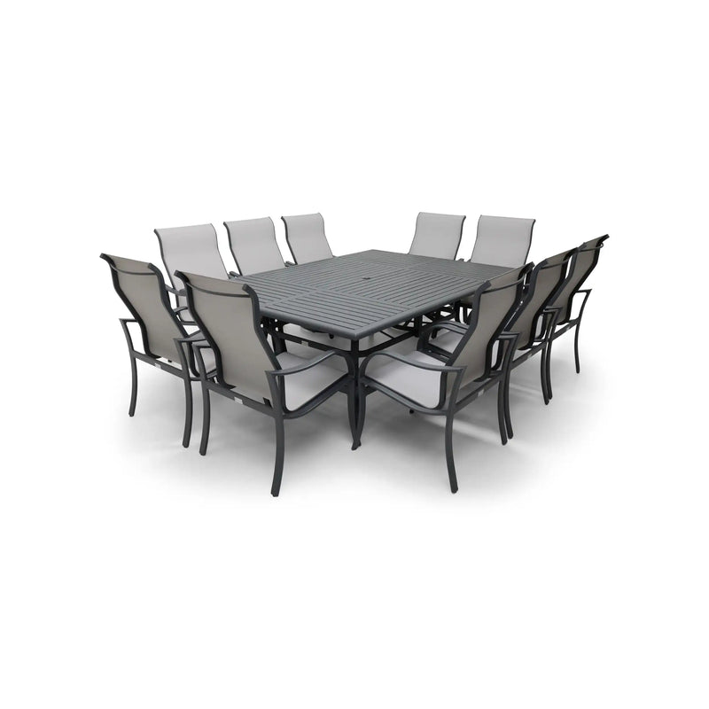 Coastline 11 Piece Graphite Dining Group W/ 60"x84" Rect. Table - The Great Escape