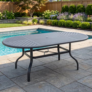 42x76 Inch Oval Graphite Farnham Slat Dining Table - The Great Escape