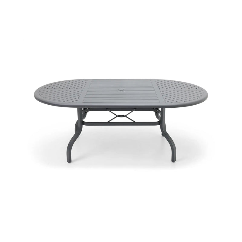42x76 Inch Oval Graphite Farnham Slat Dining Table - The Great Escape