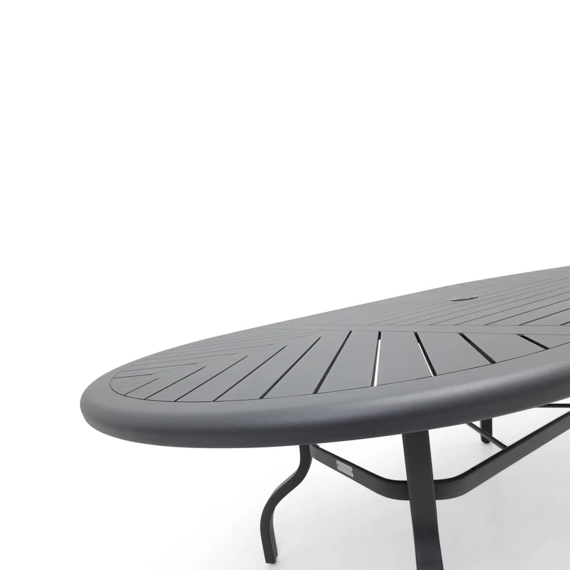 42x76 Inch Oval Graphite Farnham Slat Dining Table - The Great Escape