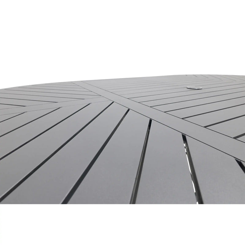 42x76 Inch Oval Graphite Farnham Slat Dining Table - The Great Escape