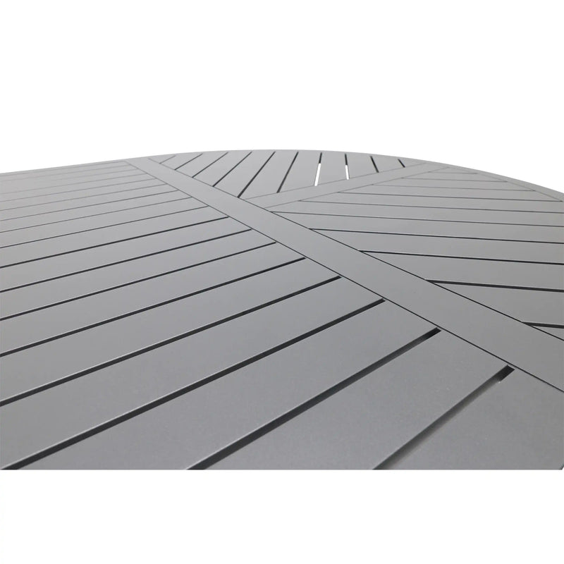 42x76 Inch Oval Graphite Farnham Slat Dining Table - The Great Escape