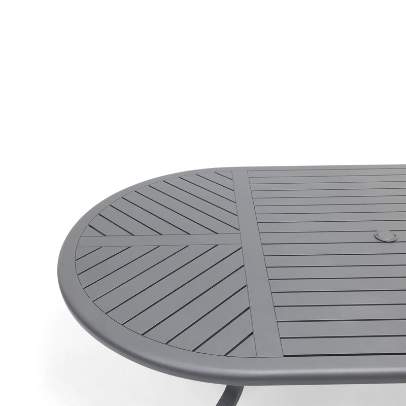 42x76 Inch Oval Graphite Farnham Slat Dining Table - The Great Escape