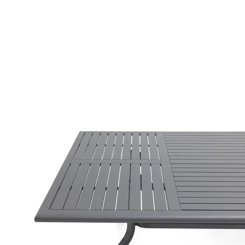 44x112 Inch Rectangle Graphite Farnham Slat Dining Table - The Great Escape