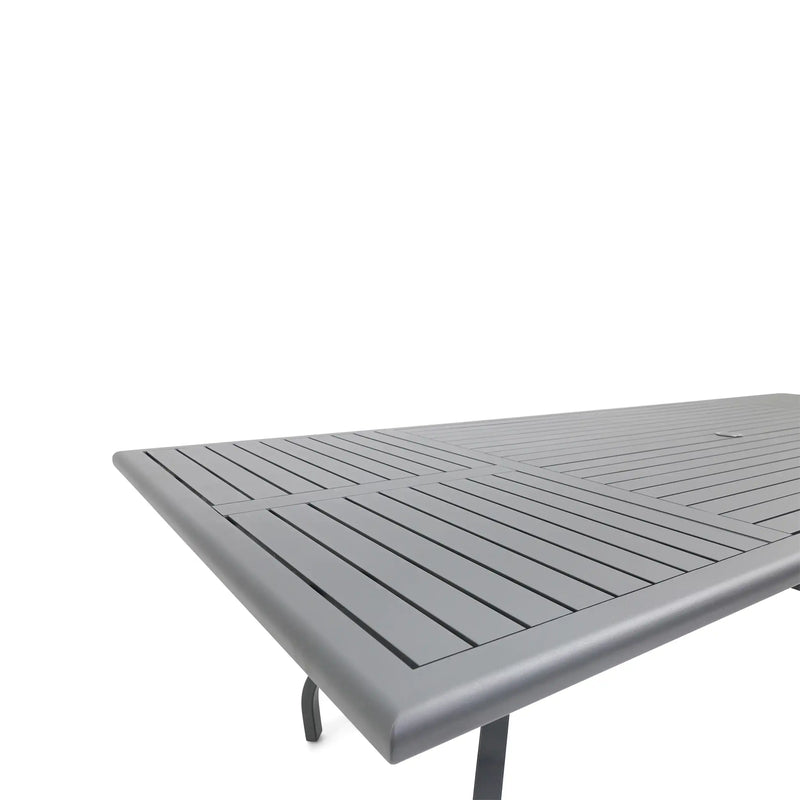 44x112 Inch Rectangle Graphite Farnham Slat Dining Table - The Great Escape