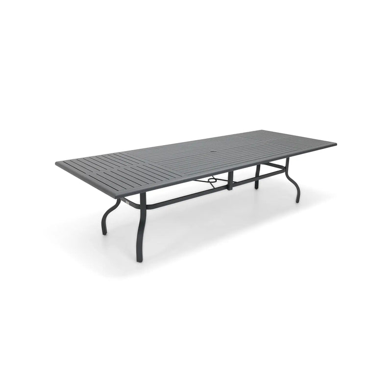 44x112 Inch Rectangle Graphite Farnham Slat Dining Table - The Great Escape