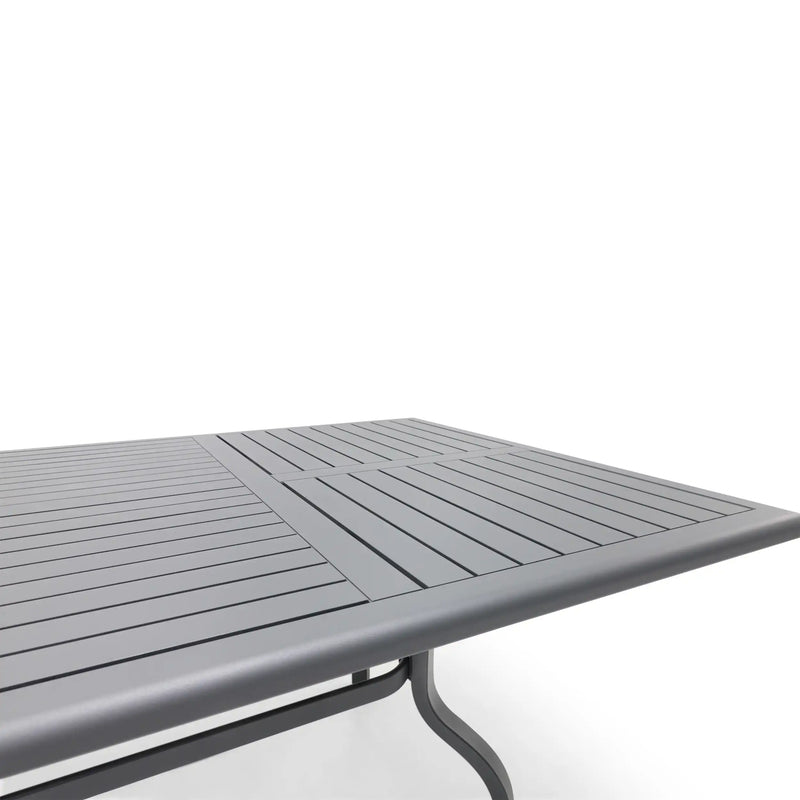 44x112 Inch Rectangle Graphite Farnham Slat Dining Table - The Great Escape