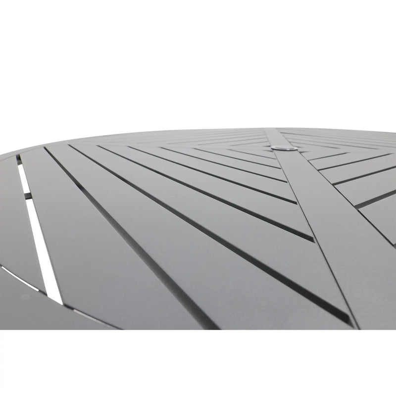 54 Inch Round Graphite Farnham Slat Dining Table - The Great Escape