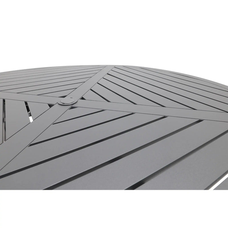 54 Inch Round Graphite Farnham Slat Dining Table - The Great Escape