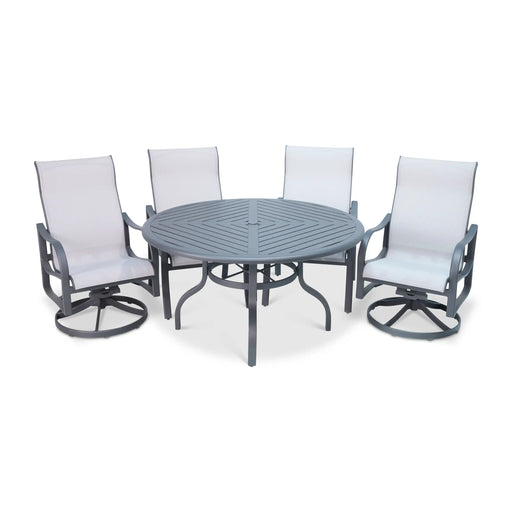 Coastline 5 Piece Graphite Dining Group With 2 Swivel Rockers - The Great Escape