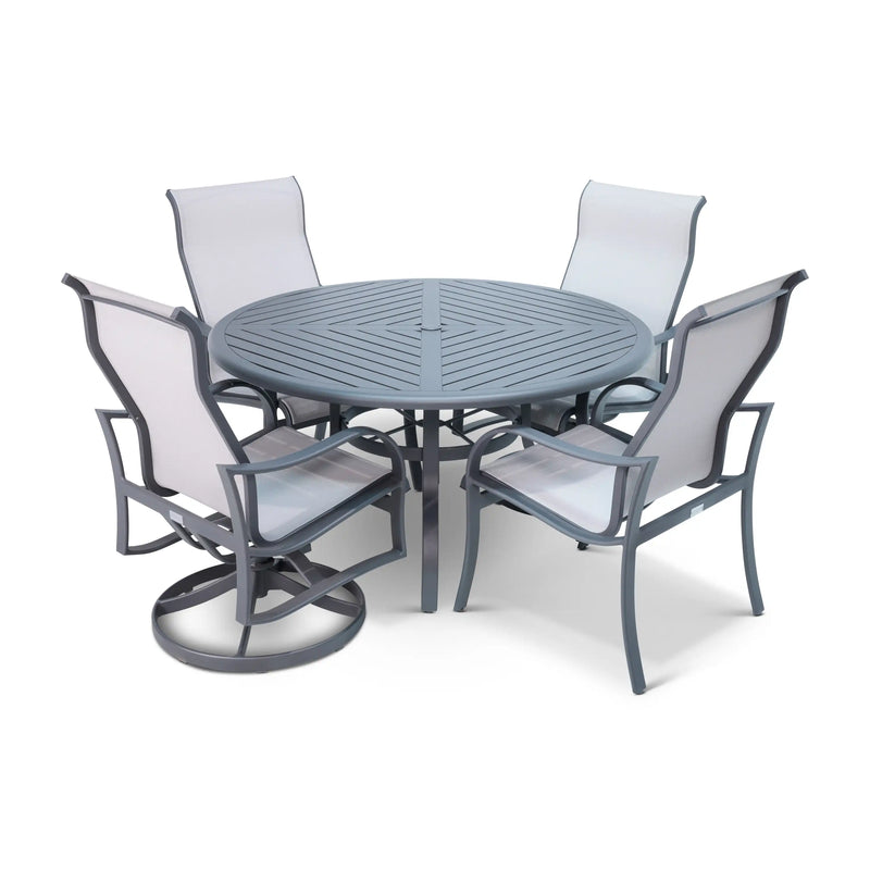 Coastline 5 Piece Graphite Dining Group With 2 Swivel Rockers - The Great Escape