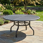 60 Inch Round Graphite Farnham Slat Dining Table - The Great Escape