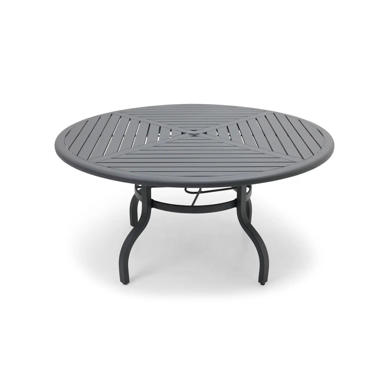 60 Inch Round Graphite Farnham Slat Dining Table - The Great Escape