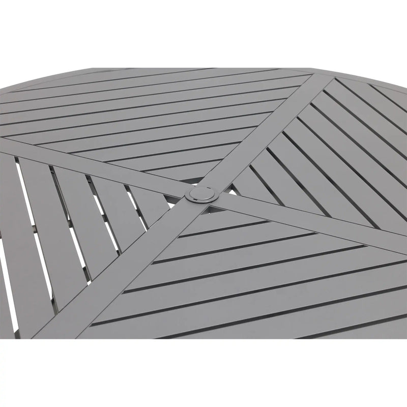 60 Inch Round Graphite Farnham Slat Dining Table - The Great Escape