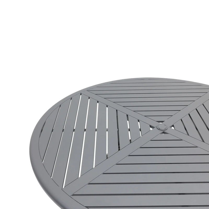60 Inch Round Graphite Farnham Slat Dining Table - The Great Escape