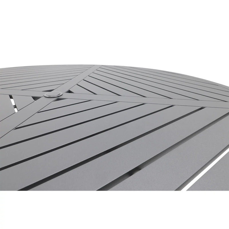60 Inch Round Graphite Farnham Slat Dining Table - The Great Escape