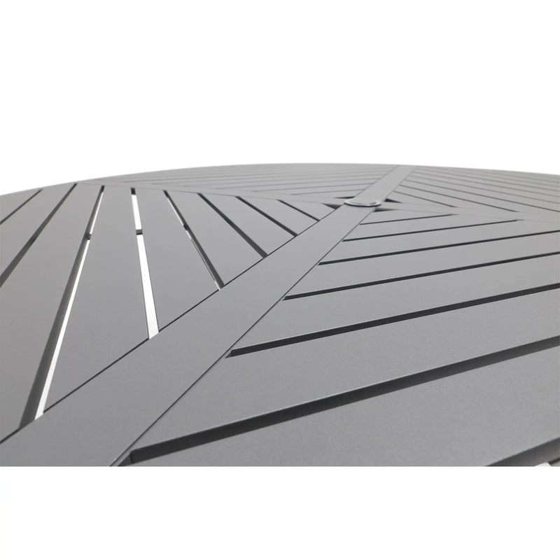 60 Inch Round Graphite Farnham Slat Dining Table - The Great Escape
