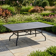 60x84 Inch Rectangle Graphite Farnham Slat Dining Table - The Great Escape
