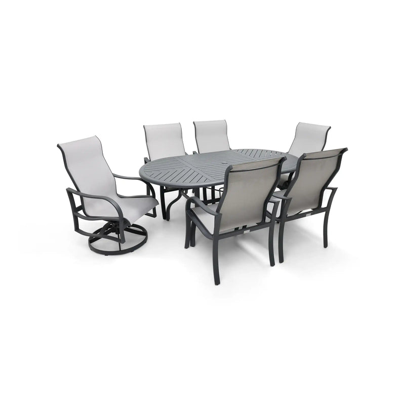 Coastline 7 Piece Graphite Oval Dining Group - The Great Escape
