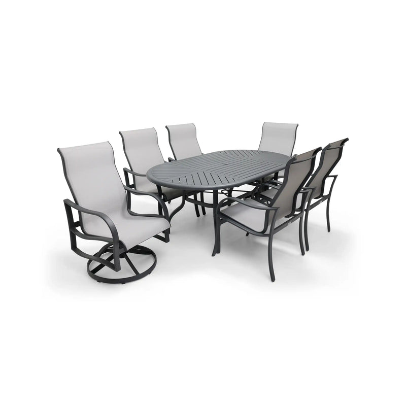 Coastline 7 Piece Graphite Oval Dining Group - The Great Escape