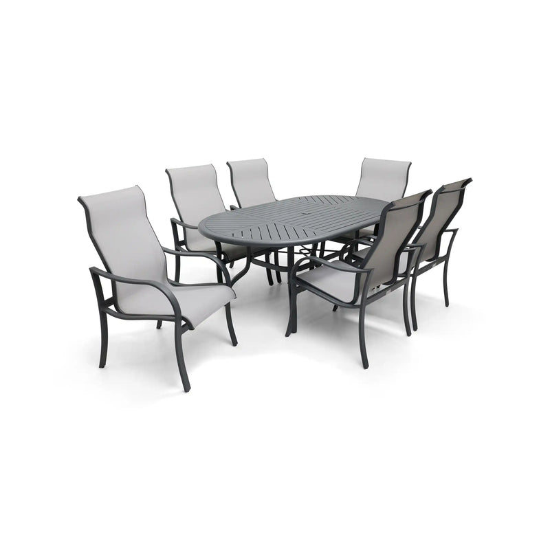 Coastline 7 Piece Graphite Oval Dining Group - The Great Escape