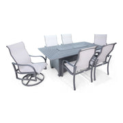 Coastline 7 Piece Graphite Firepit Dining Group With 2 Swivel Rockers - The Great Escape