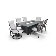 Coastline 7 Piece Graphite Firepit Dining Group - The Great Escape