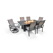 Coastline 7 Piece Graphite Firepit Dining Group - The Great Escape