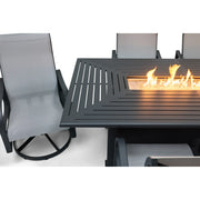 Coastline 7 Piece Graphite Firepit Dining Group - The Great Escape