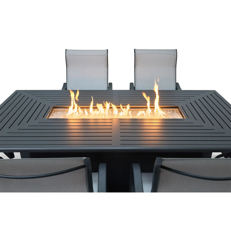 Coastline 7 Piece Graphite Firepit Dining Group - The Great Escape