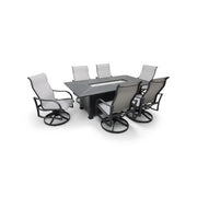 Coastline 7 Piece Graphite Firepit Dining Group - The Great Escape