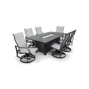 Coastline 7 Piece Graphite Firepit Dining Group - The Great Escape