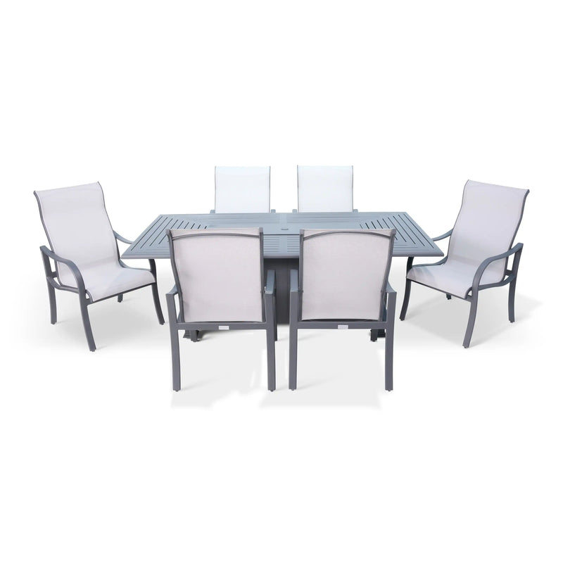 Coastline 7 Piece Graphite Firepit Dining Group - The Great Escape