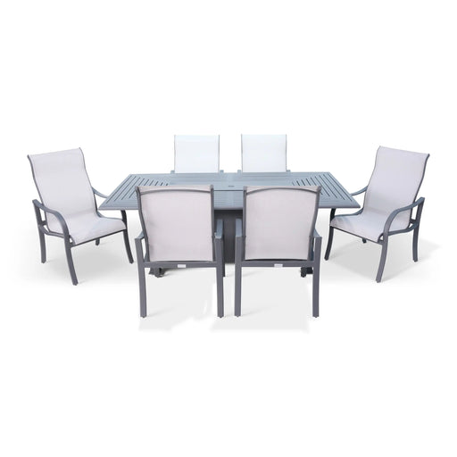 Coastline 7 Piece Graphite Firepit Dining Group - The Great Escape