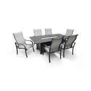 Coastline 7 Piece Graphite Firepit Dining Group - The Great Escape