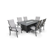 Coastline 7 Piece Graphite Firepit Dining Group - The Great Escape