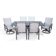 Coastline 7 Piece Graphite Dining Group With 2 Swivel Rockers - The Great Escape