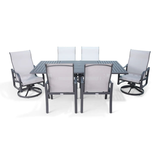 Coastline 7 Piece Graphite Dining Group With 2 Swivel Rockers - The Great Escape