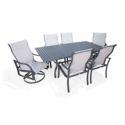 Coastline 7 Piece Graphite Dining Group With 2 Swivel Rockers - The Great Escape