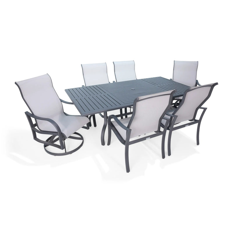 Coastline 7 Piece Graphite Dining Group With 2 Swivel Rockers - The Great Escape