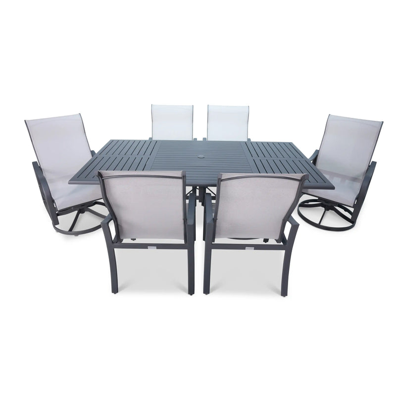 Coastline 7 Piece Graphite Dining Group With 2 Swivel Rockers - The Great Escape
