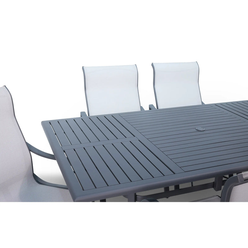 Coastline 7 Piece Graphite Dining Group With 2 Swivel Rockers - The Great Escape