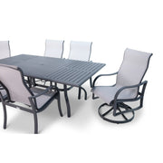 Coastline 7 Piece Graphite Dining Group With 2 Swivel Rockers - The Great Escape