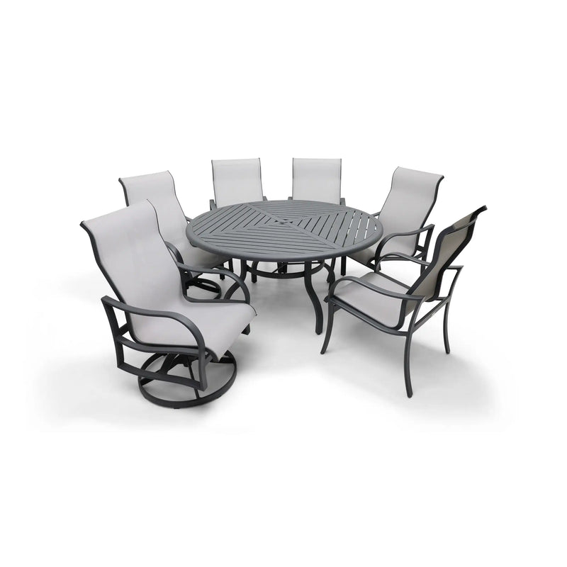 Coastline 7 Piece Graphite Round Dining Group - The Great Escape