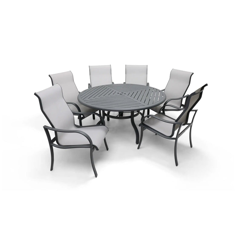 Coastline 7 Piece Graphite Round Dining Group - The Great Escape