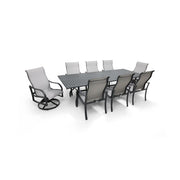 Coastline 9 Piece Graphite Dining Group W/ 44"x112" Rect. Table - The Great Escape