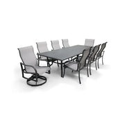 Coastline 9 Piece Graphite Dining Group W/ 44"x112" Rect. Table - The Great Escape