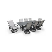 Coastline 9 Piece Graphite Dining Group W/ 44"x112" Rect. Table - The Great Escape