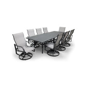 Coastline 9 Piece Graphite Dining Group W/ 44"x112" Rect. Table - The Great Escape